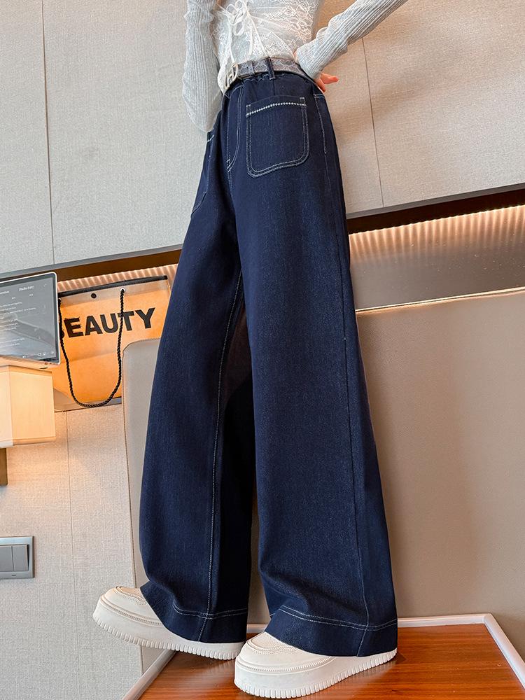 Girls' 2025 Spring/Autumn Fashion Wide-Leg Jeans – Casual and Versatile for Kids