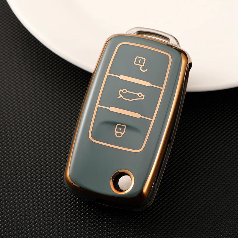 TPU Key Case for Volkswagen VW Polo Golf Passat Tiguan Beetle Caddy T5 Up Eos Skoda Octavia Seat Leon Altea Key Cover Fob Shell