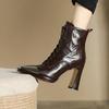 Comemore Spitzschuh Damen Stiefeletten Sexy Hohe Absätze Lederschuhe 2025 Trend Herbststiefel Schnürung Goth Botas Mujer
