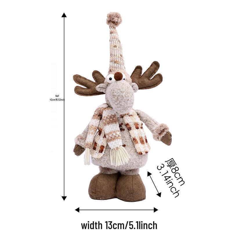 Christmas Snowman Doll with Retractable Legs – Warm Brown Knit Design