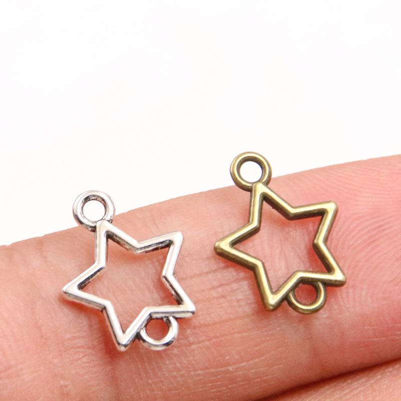 12x15mm Stop Retro Pusty Łącznik Gwiazda do DIY Biżuterii - Dostępny w 2 Kolorach