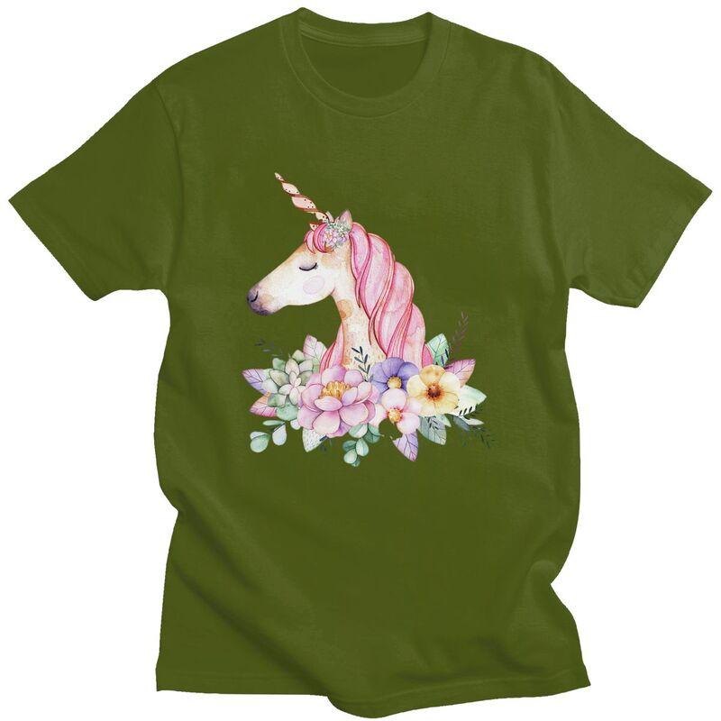 Custom Cute Cartoon Unicorn T Shirt for Men 100 Cotton Tshirt Tees Tshirt