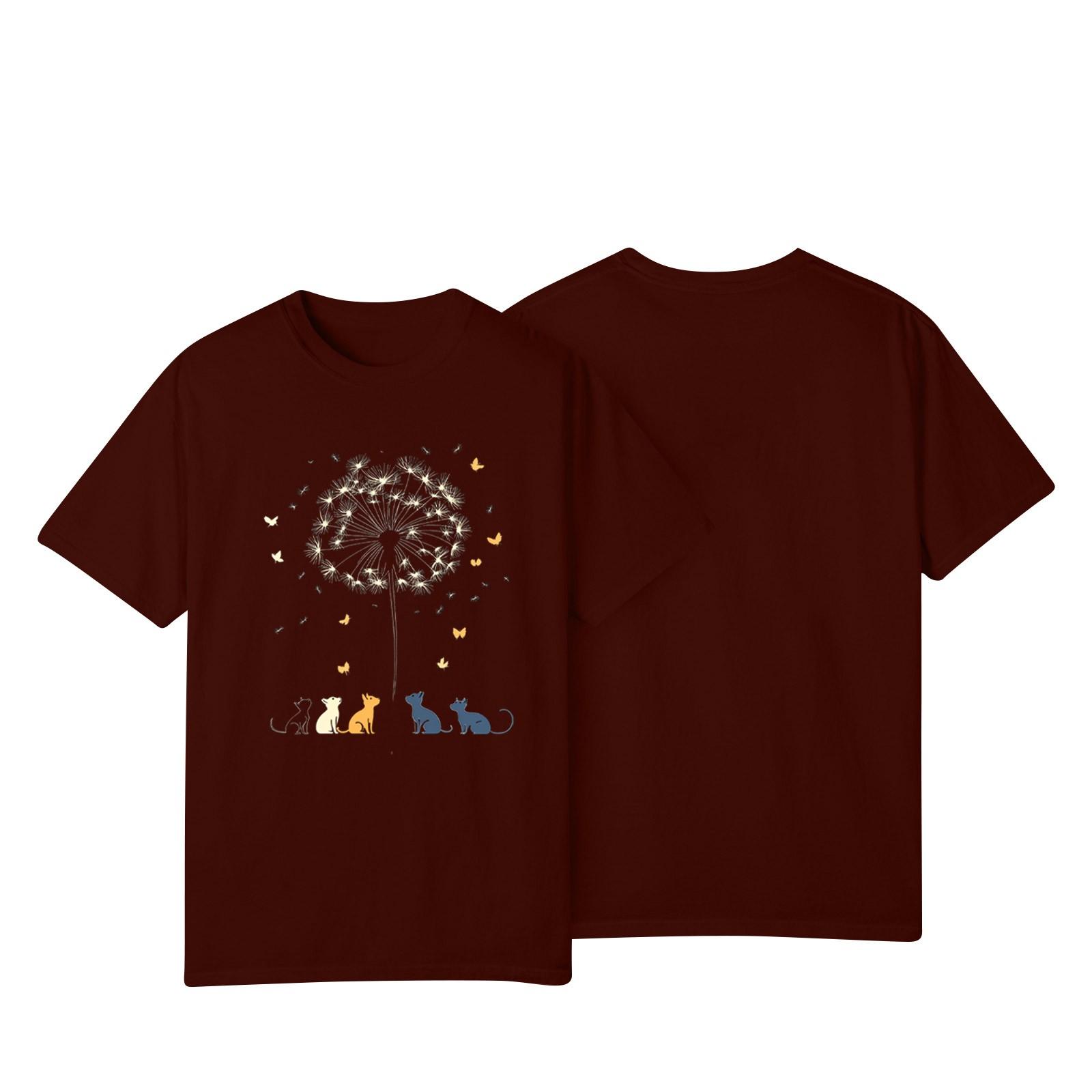 

Женская повседневная футболка с принтом подсолнухов Street Slim Fit с коротким рукавом S винный