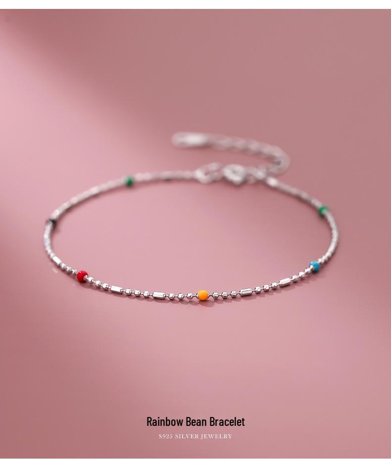Korean Style S925 Sterling Silver Dopamine Color Minimalist Bracelet