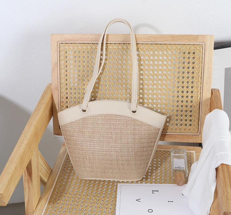 

Модная французская ретро-сумка из плетеной соломы для женщин — идеальный вариант для отпуска на море и пляжного отдыха белый