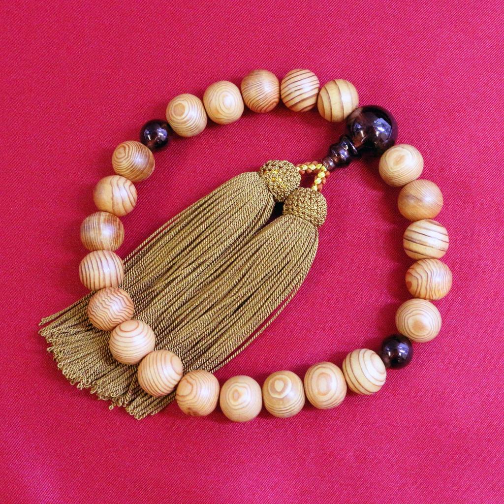 Nakago Established in 1898 Kyoto Kyoto prayer beads Yaku cedar 22 beads Brown crystal style Masato Rikyu Prayer bag included men who can use it in all