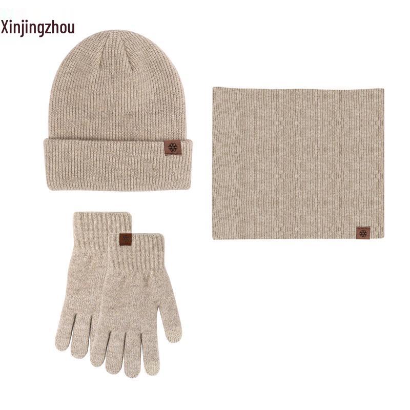 Зимний вязаный теплый комплект из 3 предметов Xinjingzhou с перчатками для сенсорного экрана