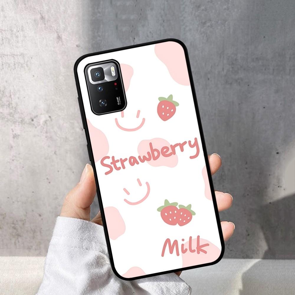 

Strawberry Milk Pattern Phone Case For Redmi 5 6 7 8 9 10 plus pro 6 7 8 9 A GO K20 K30 K40 pro plus F3 Fundas Redmi K40ProPlus
