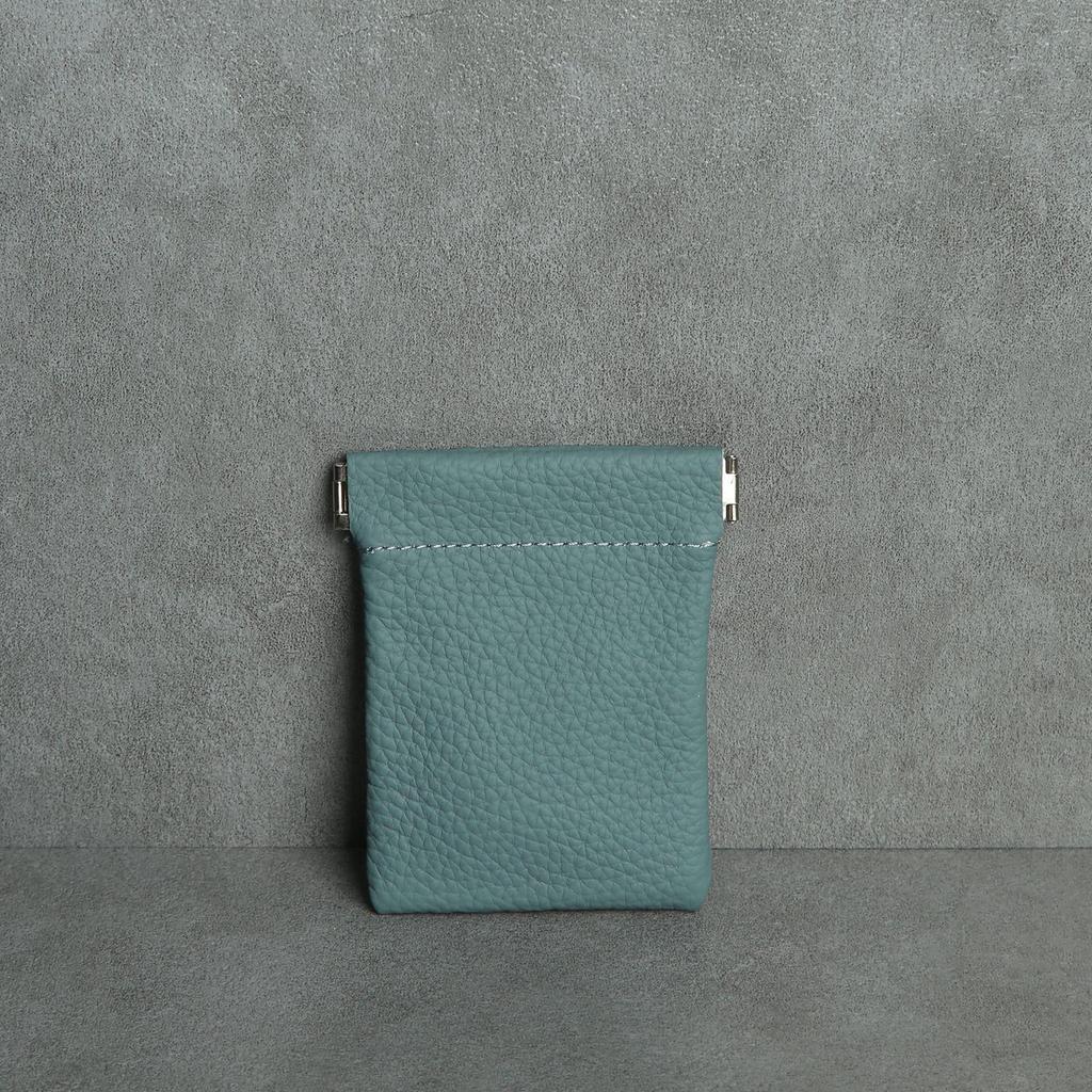 Top Layer Cowhide Earphone & Data Cable Storage Bag with Card Holder & Spring Clip Coin Purse