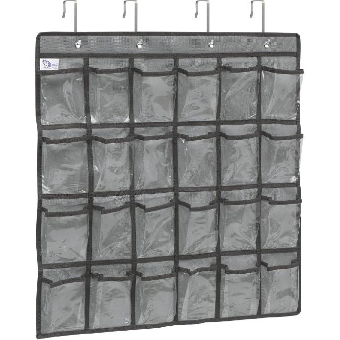 STOBOK Calculator Holder for Classroom Cell Phone Storage Pocket Pouch Multi-Function Wall Hanging 24 Grids Clear Pocket Chart for Home Office