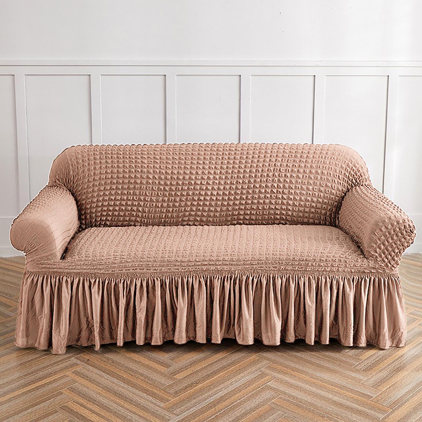 

All-Season Elastic Wave Sofa Cover with Skirt Hem - Dustproof & Universal Fit Single S (90-140CM)