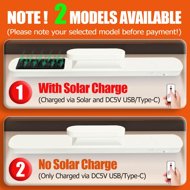 Candeeiro de Mesa LED Magnético Luz Noturna Recarregável USB Lâmpada de Mesa Remota Proteção para os Olhos Luz de Leitura (Carregamento Solar Opcional)