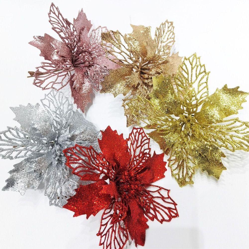 Multi-color Artificial Hollow Flowers Romantic Xmas Tree Pendant  Christmas Decorations