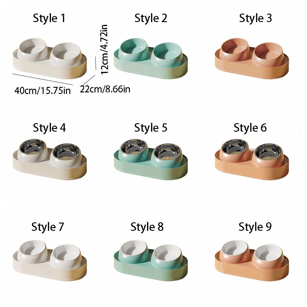 Slanted Mouth Pet Feeding Double Bowls Portable Pet Drinking Feeder Dog Food Basin  Water Container