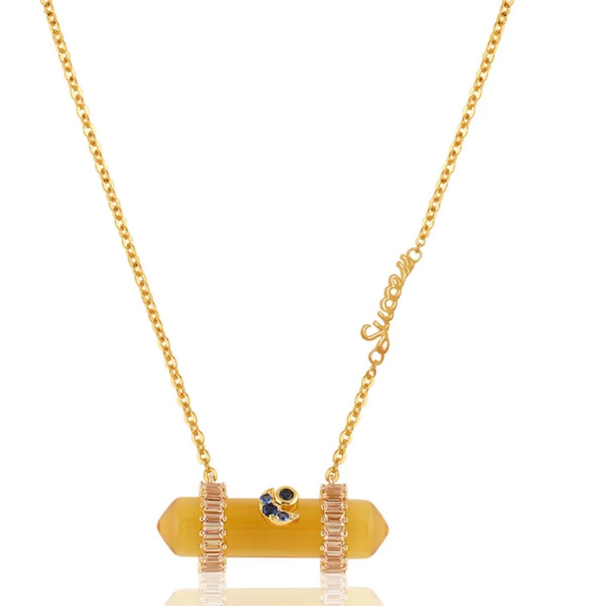 

Drip Point Diamond Love Powder Crystal Necklace Side Love Word Embellishment Vitality Romantic Sweet Cool Style Fashion Jewelry