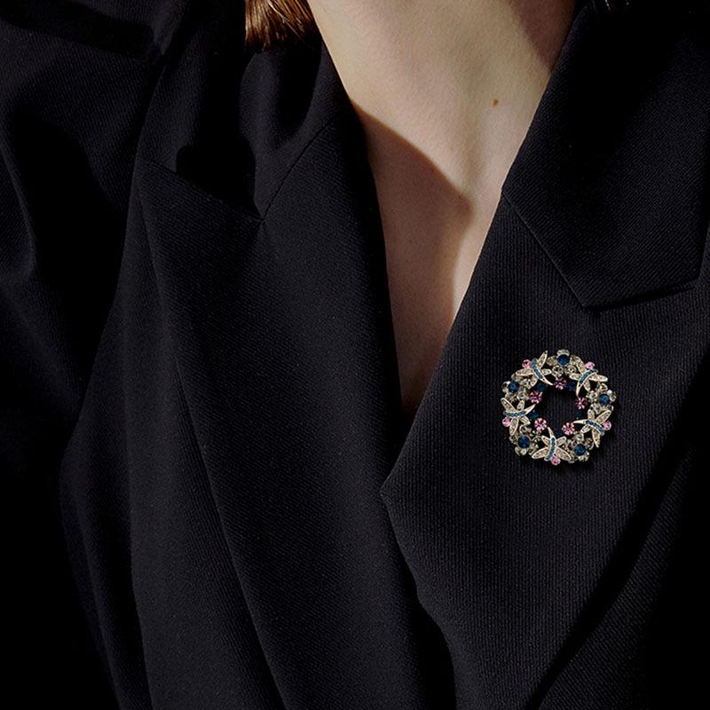 Elegante Libellen-Blumen-Brosche: Retro-Luxus-Accessoire für Damenmodeanzüge