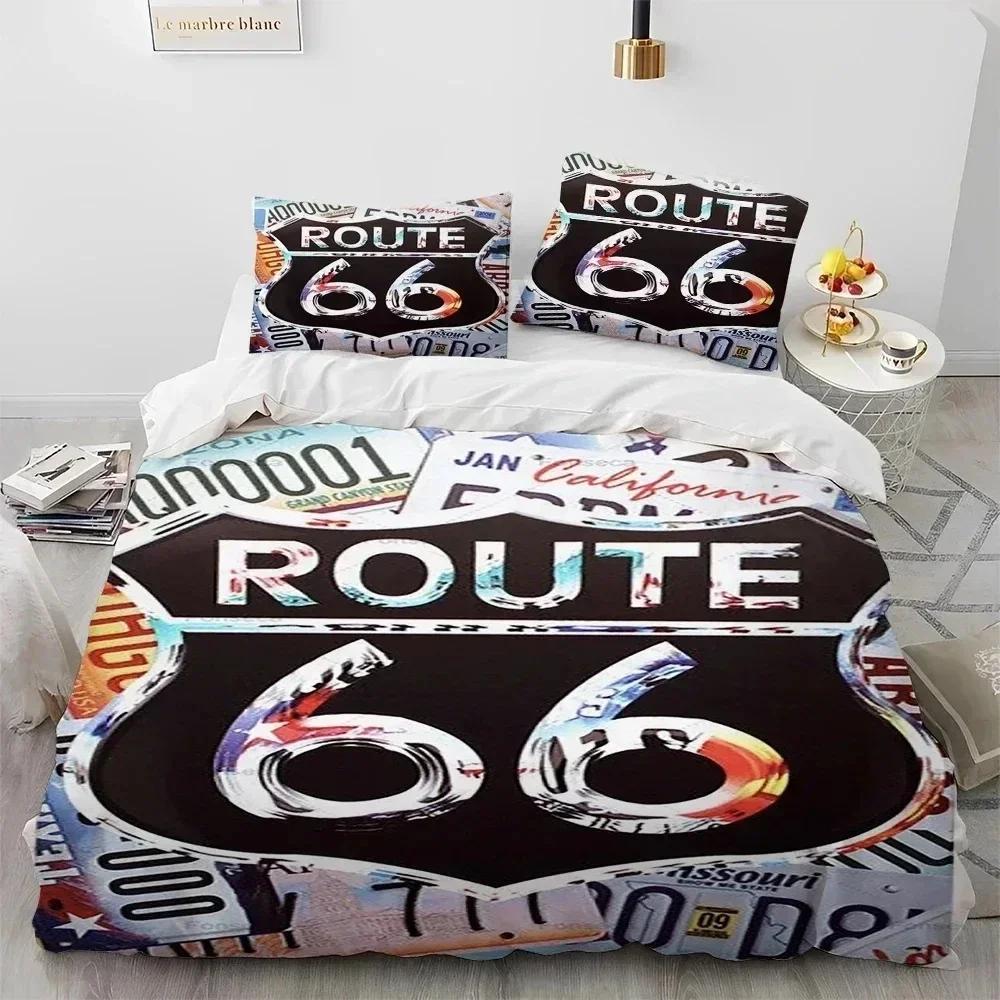 Historic Route 66,Mother Road,mãe Estrada Bedding Set Printed With Pillowcase Duvet Cover Soft Queen King Size Bedclothes Home