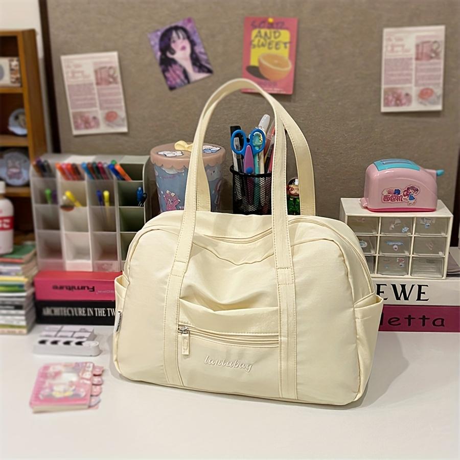 Chic Nylon Tote Bag for Women Lightweight, Large Capacity, Casual Korean-Style Fitness & Travel Shoulder Bag with Zipper