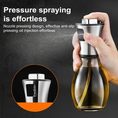 Oil Sprayer 200ml Glass Bottle Anti-slip Food-grade Cooking Press Spray Sealed Nozzle Kitchen Mister for Frying BBQ Salad Making