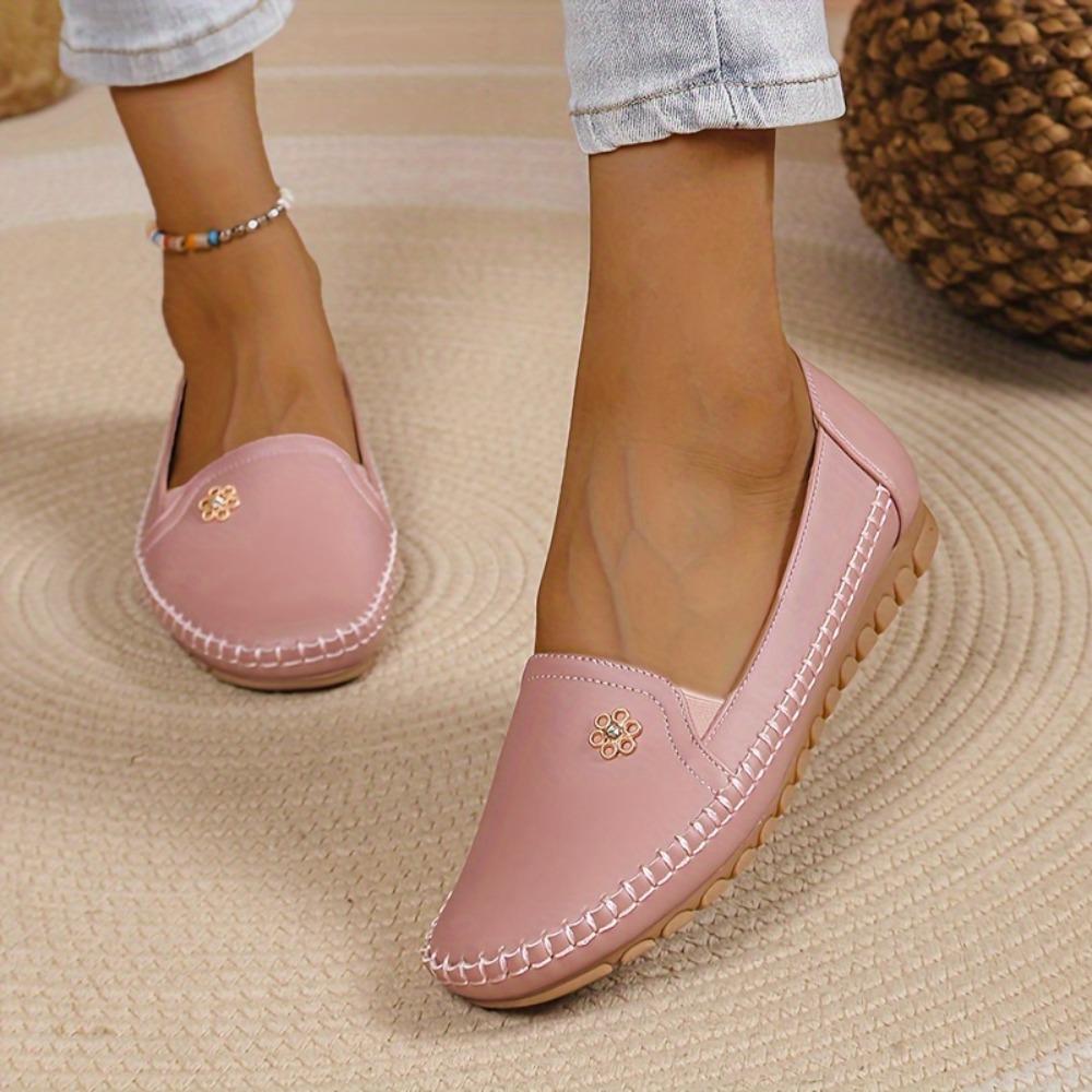 Ladies' Casual Shoes, Anti Slip Soft Soled Shallow Mouth Loafers, Spring and Summer Styles, Lightweight and Comfortable Flat Shoes for One Foot