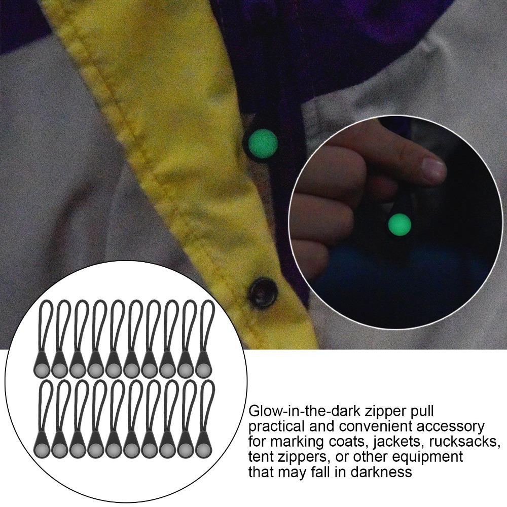 20 Pcs Luminous Backpack Zipper Puller Easy To Find Machine Washable Zipper Pull Head Anti-Lost Zipper Pull