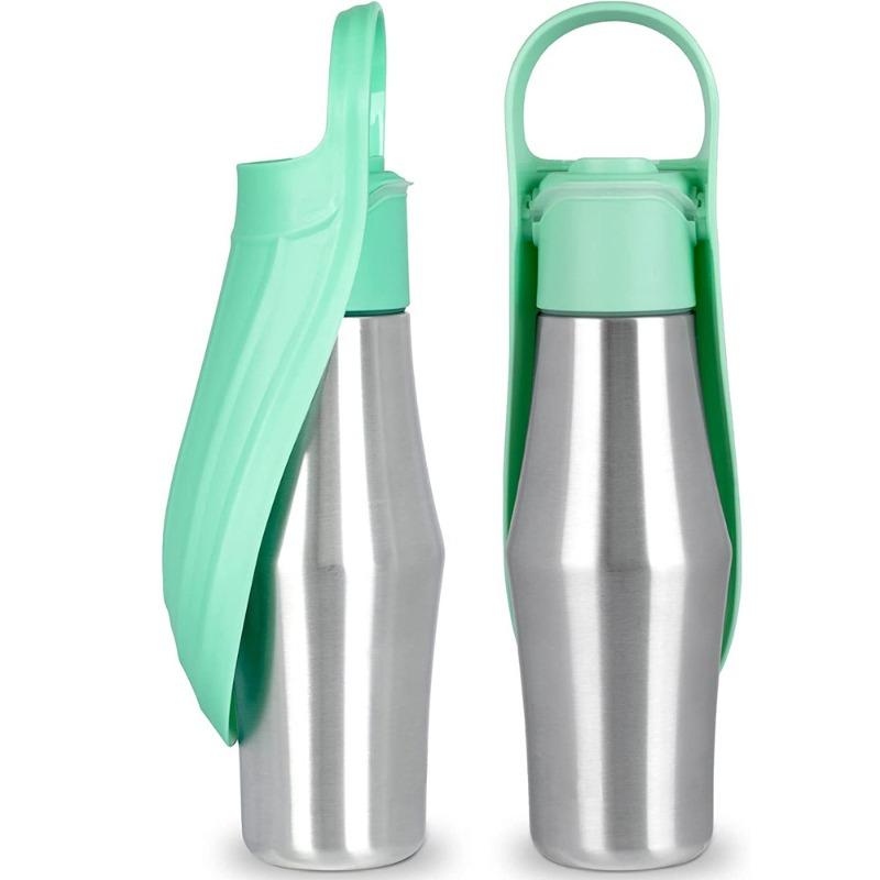 750ml Stainless Steel Portable Pet Travel Water Bottle Foldable Dog Cat Cup for Outdoor Use светло-зеленый
