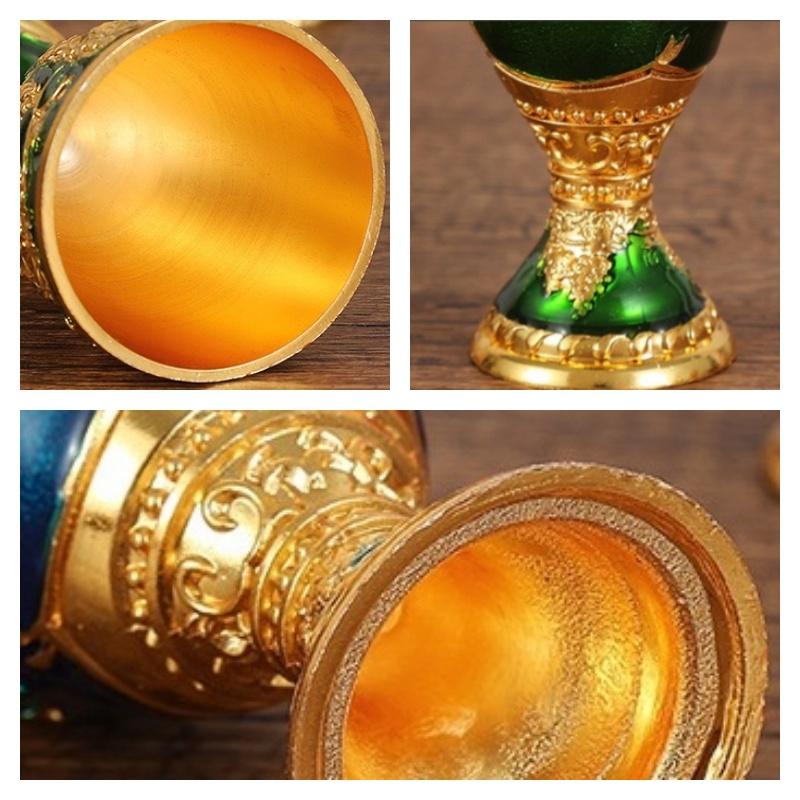 European Wine Glass, Alloy Vintage Portable White Cup, Carved Mini Spirit Vodka Cup, Tabletop Living Room Decoration, 30ml,1pcs