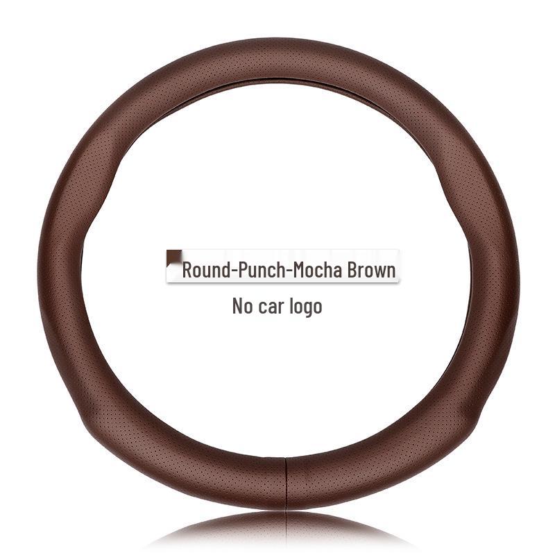 Genuine Leather Steering Wheel Cover for JAC Refine A60S3/Heyue A13, Ultra-Thin Design