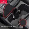 Smabee Anti-Slip Gate Slot Cup Mat for Honda CR-V CRV 2024 + Non-Slip Door Groove Pad Interior Accessories Car Rubber Coaster
