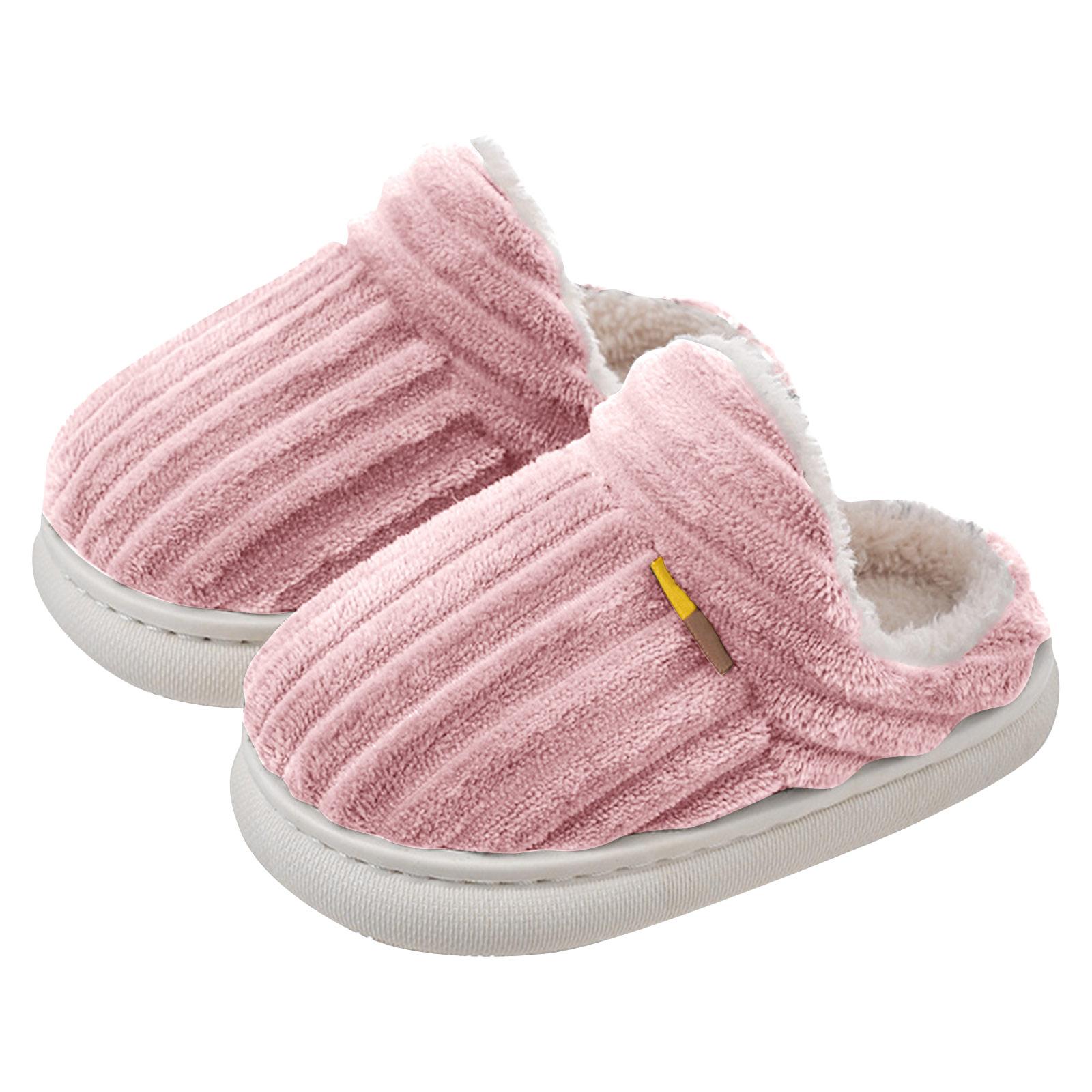 

Детские зимние теплые тапочки для девочек, плюшевые, мягкие, удобные домашние тапочки, теплые и не скользящие для малышей 22 розовый