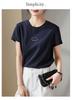 Letter printed round neck short sleeved T-shirt for women in 2026 summer casual versatile pullover top