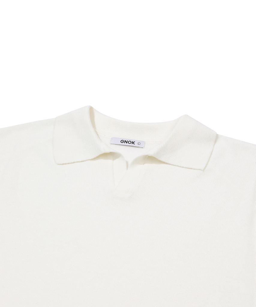 GNOK Silk Collared Short Sleeve Knit [Ivory]