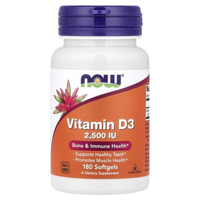 Vitamin D3, 2500 IE, 180 myke kapsler