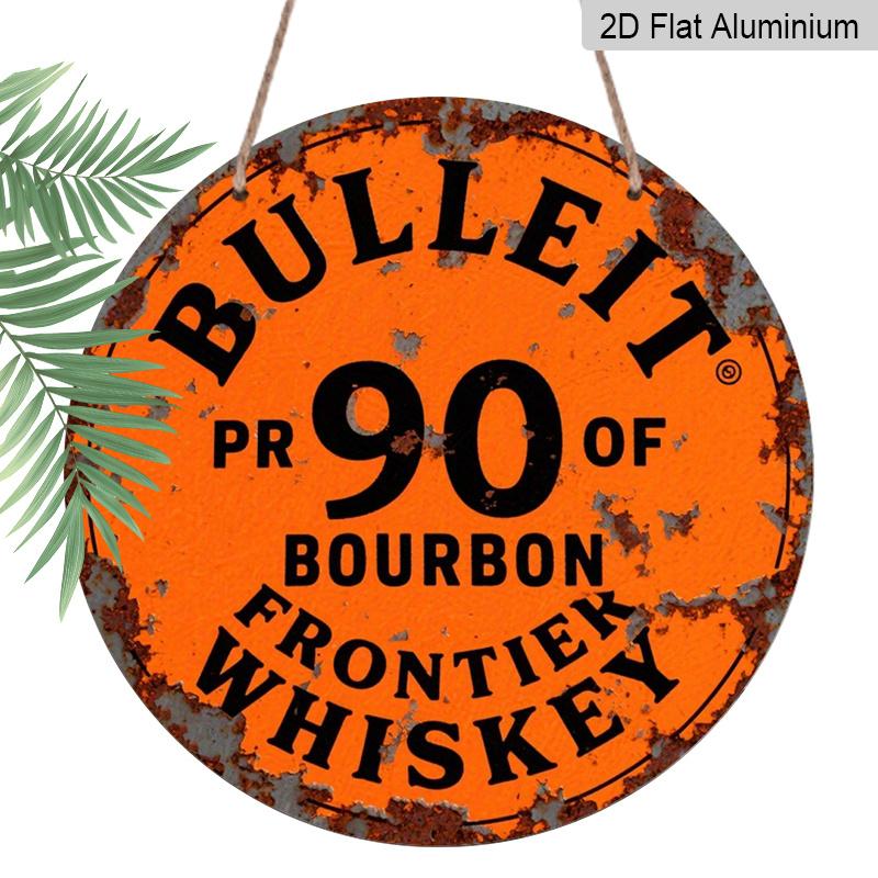 

2D Flat - 1pc of Vintage Bulleit Bourbon Sign - Durable Aluminum Sign And Home Decor, Pre-Drilled, Weatherproof, No Electricity Needed, Perfect for 7.87x7.87inch