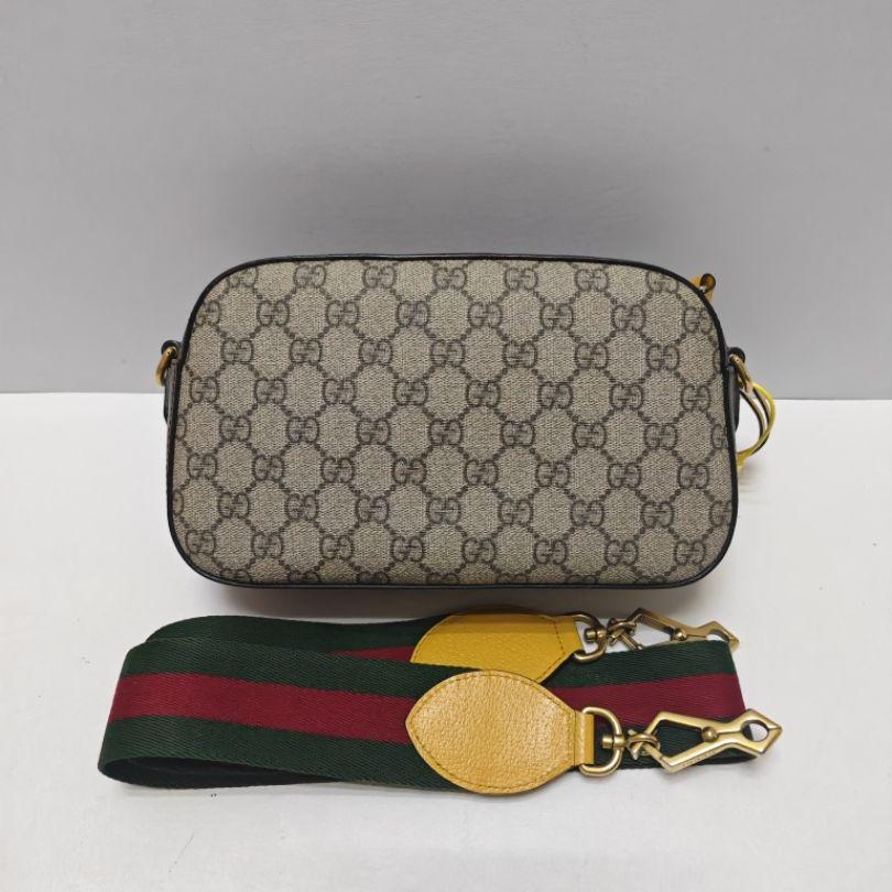 [Pre-Owned] Neo Vintage Series Gold Foil Logo Metal Tiger Head Monogram Canvas And Leather Camera Bag - Excellent #8B9FEA