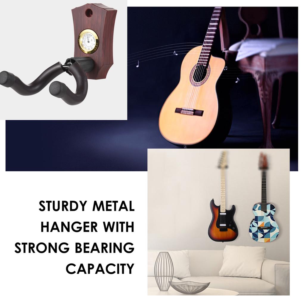 2-in-1 Guitar Wall Mount with Hygrometer Humidity Meter Guitar Wall Hanger Stringed Instrument