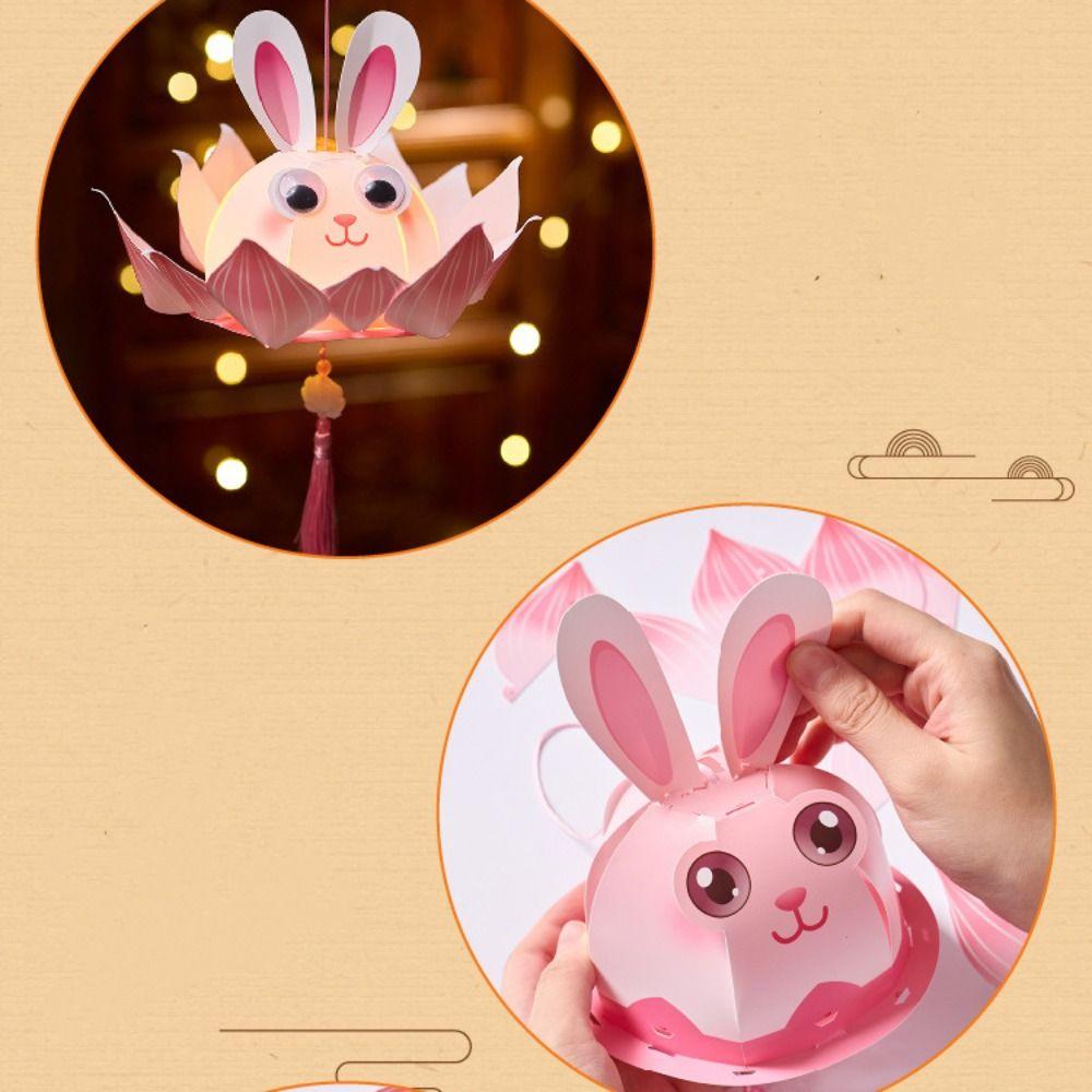 Handmade Mid-Autumn Festival Lantern DIY Glowing Light-Up Bunny Lantern  Hanfu Accessories