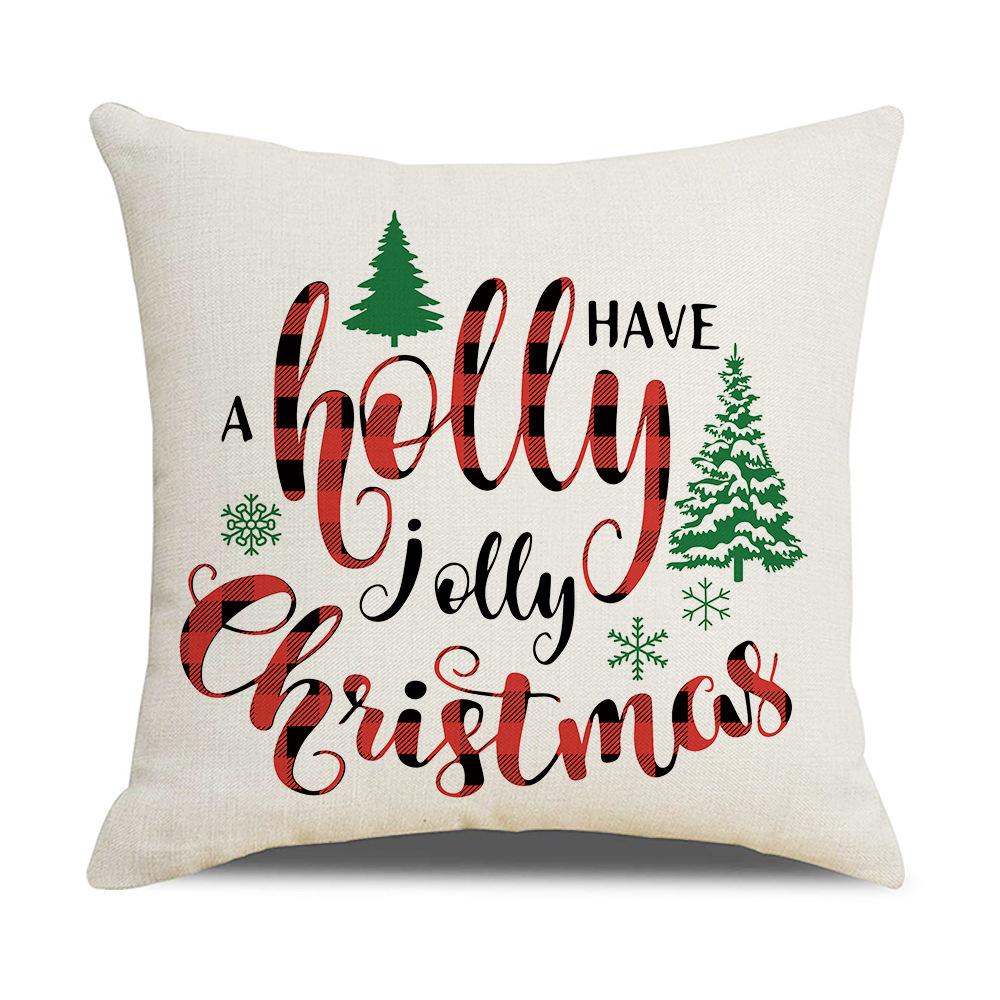 Christmas Pillow Cover Letter Christmas Tree Sofa Pillow Cover Peach Skin Cushion Home Supplies