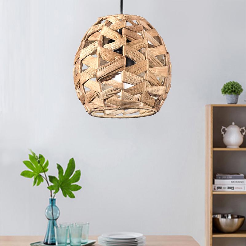 

Подвесной чехол для лампы Ротанг Подвесной абажур Ручное плетение Абажур Соломенный тканый винтажный абажур