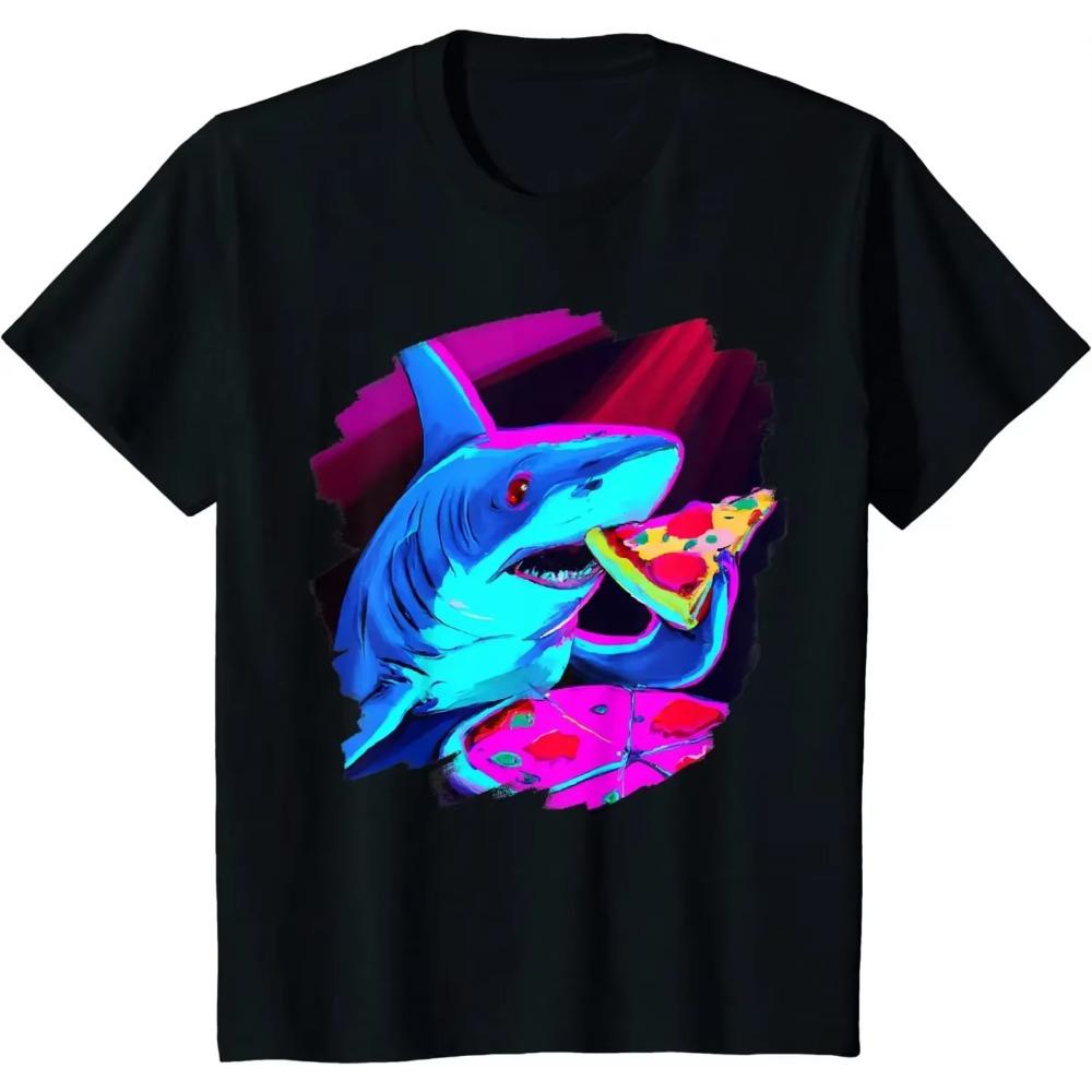 Shark Eating Pizza Funny Cool Pizza Sharks T-Shirt