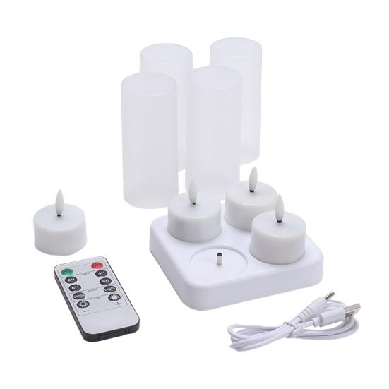 4/6/12 Holes Flameless Tea Light Candles Rechargeable Flickering LED Candles LED Votive Candle Battery Operated Electric Candles