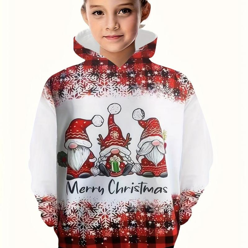 Kids Clothes Girl Hoodies Long Sleeve 3D Christmas Print Children Spring Fall Clothes Casual Cute Outdoor Boy Girl Clothes Tops