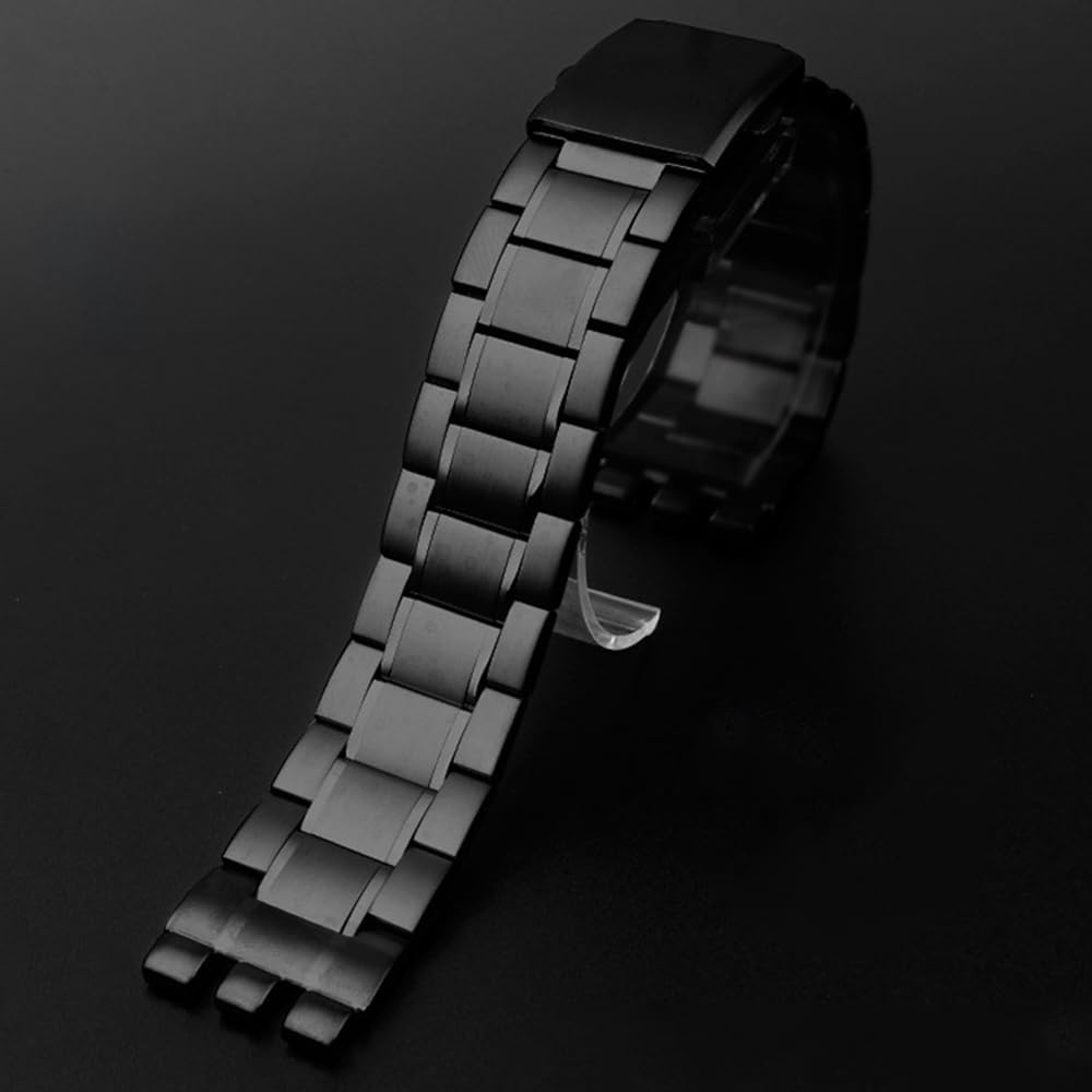 ZHUOLEI Replacement Stainless Steel Metal Watch Strap for Swatch 19mm and 21mm Watches (Includes 3 Spring Bars, Removal Tool, and Box)