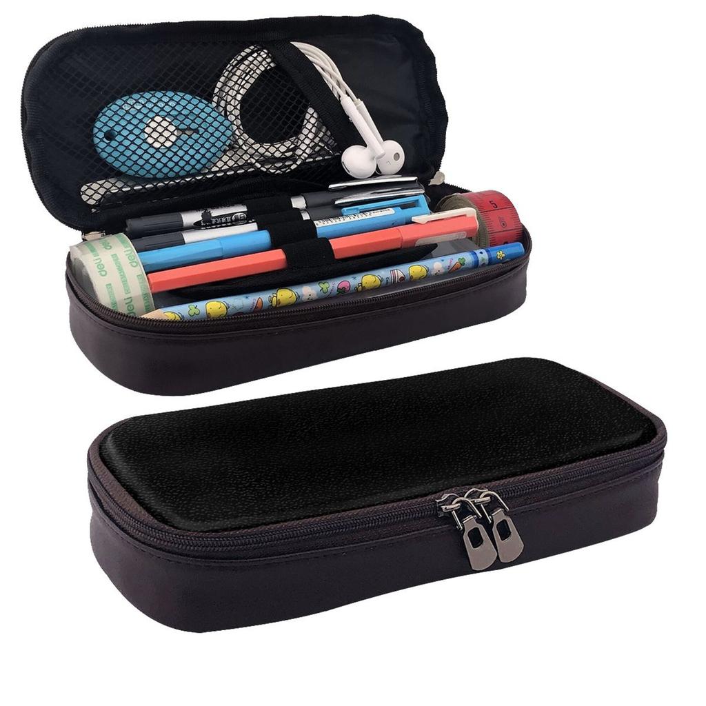 Customizable Hard Microfiber PU Leather for Cover Stationery Holder Simple Vertical Pen Box Zipper Student's Desktop Accessory