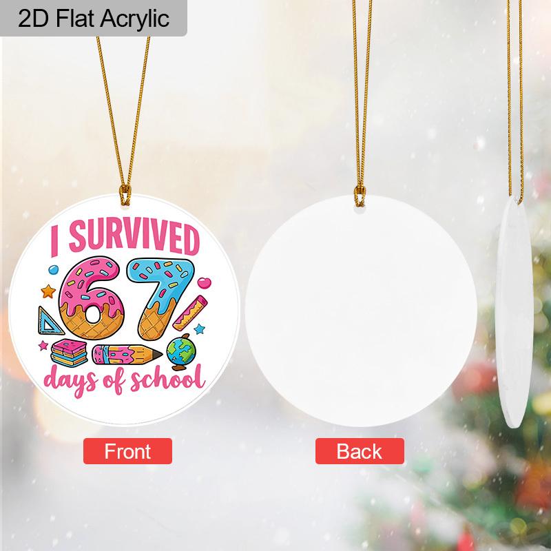 1pc I Survived 67 Days of School Acrylic Ornament Classroom Wall Decor Back To School Milestone Gift for Teachers Students