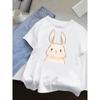 Women's Casual Short Sleeve T-Shirt with Cute Bunny Print Summer Short Sleeved Harajuku Streetwear Tops Tees