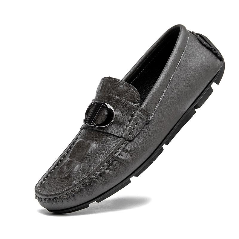 

877 Мужская Обувь Doudou Обувь Кожаная Обувь Плоская Повседневная Обувь Весна и Лето Низкие Ботинки Поверхность Коровья Кожа Одиночные Ботинки 38 серый