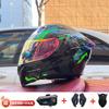 Full Face Motorcycle Helmet With Dual Visor Winter Warm Lining Bluetooth Slot Scooter Riders Men Women All Season