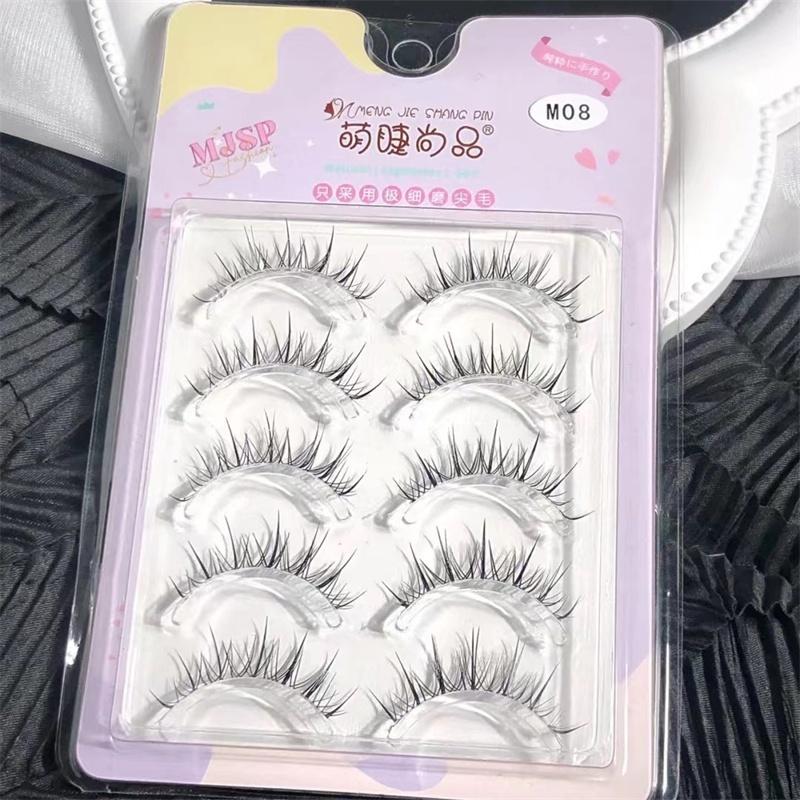 Eye Lashes 5 Pairs Winged Wispy Natural False Eyelashes Makeup Fox Eye Faux Mink Eyelashes