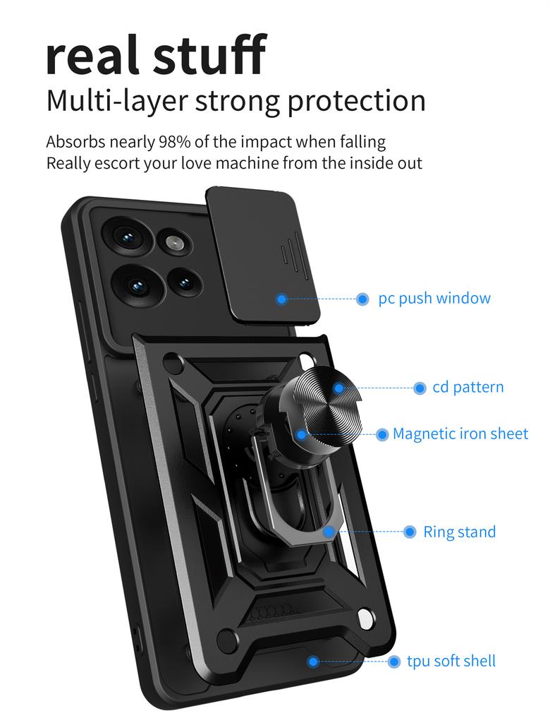 Armor Shockproof Magnetic Holder Ring Back Cover For Motorola Moto EDGE 50 Case Camera Lens Protective For Moto Edge 50 Cases